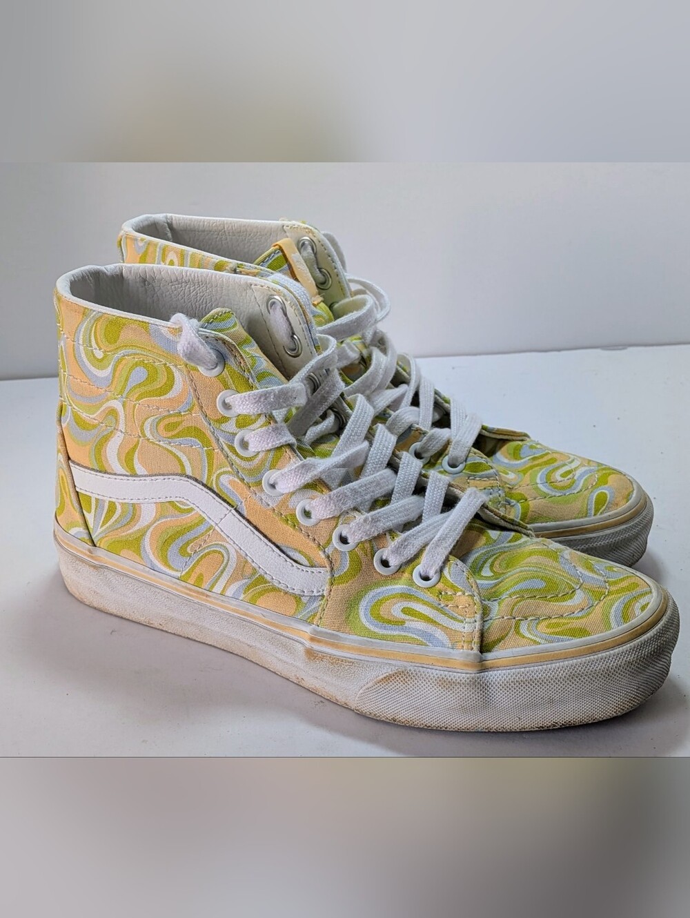 Vans Sk8-Hi Tapered "Swirl Lime" High Top Sneakers Women's Size 8